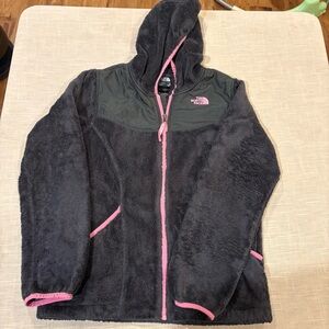 The North Face Kids Black and Pink Hooded Jacket
